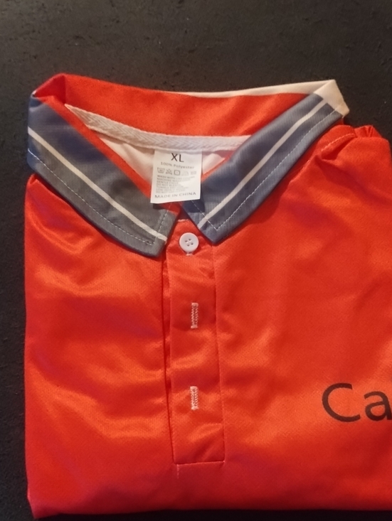 Other - Orange Polo Shirt with Contrast Blue-Trim Collar